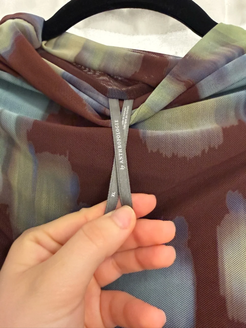 Anthropologie Black Midi Dress with Blue and Green Floral Print - Picture 7 of 9